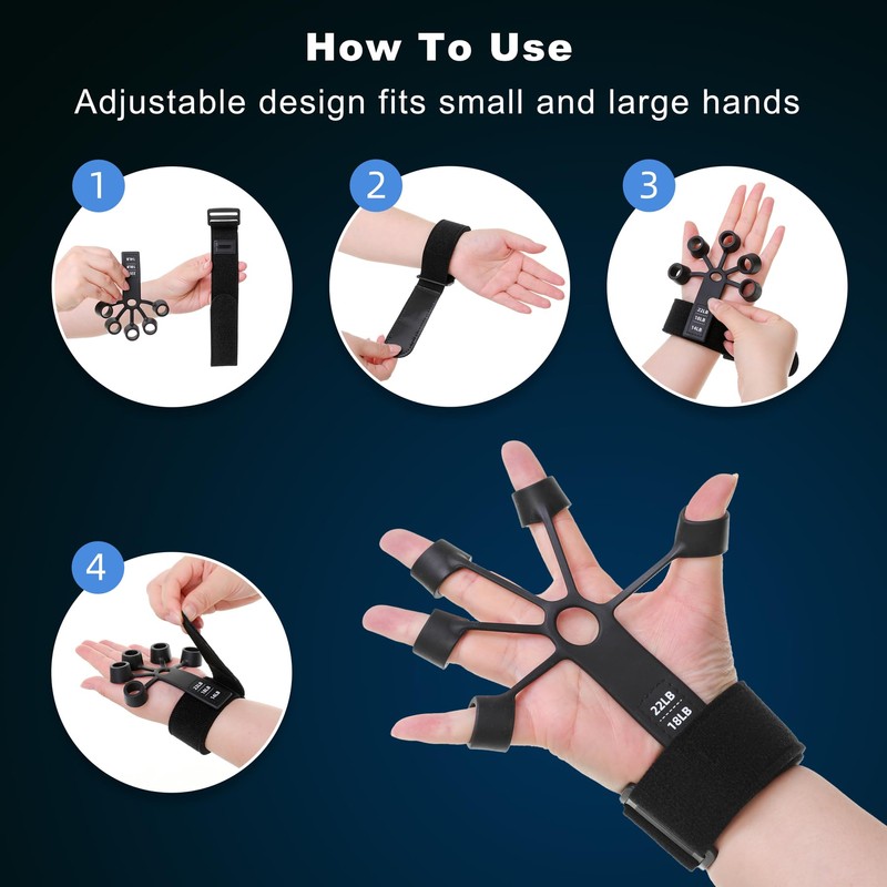 Fanwer Hand Trainer Finger Trainer Set, Adjustable Hand Trainer &