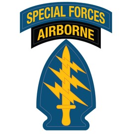 US Army - Special Forces Airborne Patch Decal - 3.5 Inch Tall Full Color Decal, Sticker