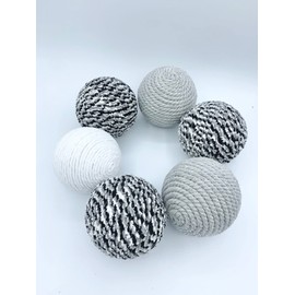 Black Grey White yarn rope wrapped decor balls- farmhouse trendy bowl filler set