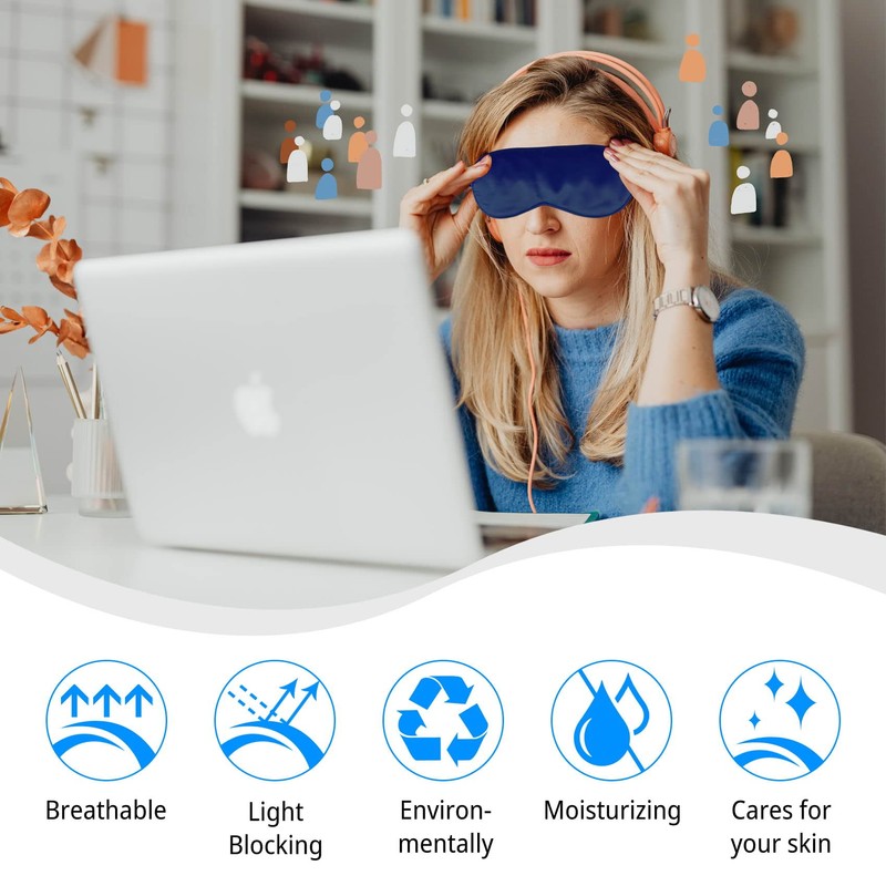 1 Pack Sleep Mask, Silk Eye Mask with Elastic Strap,