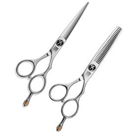 Titan Scissors Set | Hair Cutting Scissors | Thinning | Japanese Style Scissors | Straight | Proffesional Barbering Scissors | Sharp Edge | Hand Made Steel 6" in