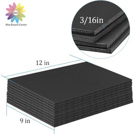 Mat Board Center, Pack of 10 Acid-Free Foam Boards, 9x12 inch Black Foam Boards, 3/16" Thick