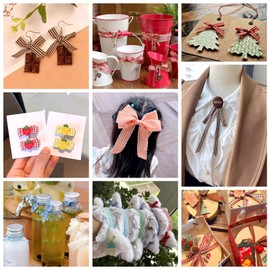 KISSITTY Wavy Edged Tartan Ribbons 25 Yards Polyester Cotton Fabric Ribbons for Gift Wrapping Colorful Craft Decorative Trim for Flowers Floral Bouquets Garlands Hair Bows Decors