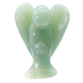 Ladeukoi Natural Gemstone Healing Crystal Prayer Guardian Angel Statue, Carving Bag Stone Figures Decoration, Moss Agate
