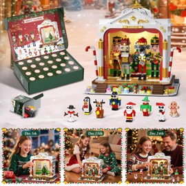 HOGOKIDS Advent Calendar 2025 Nutcracker Theater Building Set with Light, 24 Day Christmas Countdown Calendar 3.6 Mini Building Block Toy with 4 Nutcrackers & 8 Minifigures, Gift for Adult Girl Boy 8+
