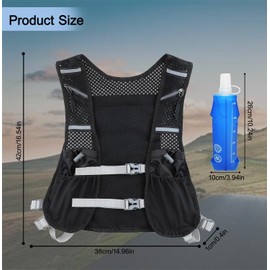Neuytiky Running Vest for Men and Women, Hydration Vest Running with 2 x 500 ml Water Bottle, Adjustable Backpack for Running, Ultralight Reflective Running Vest, Hydration Pack for Running, Cycling
