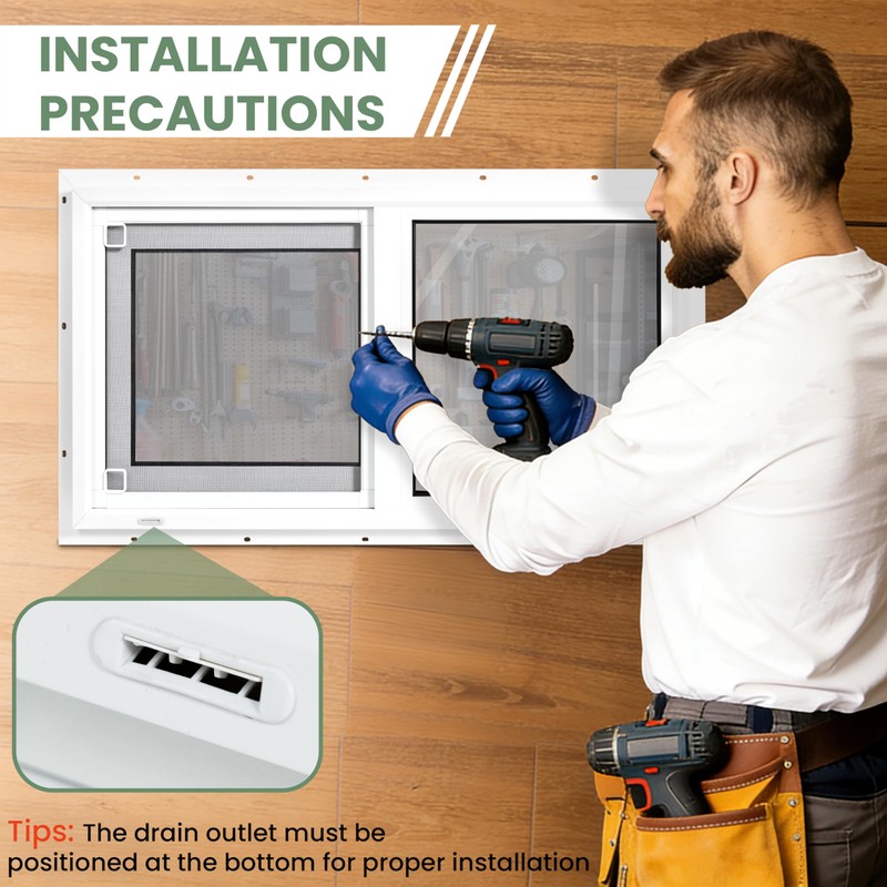 NOTASA Vinyl Basement Window, Bathroom Sliding Window 24" x 16"