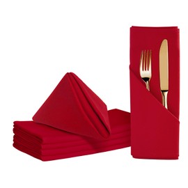 BALCONY & FALCON Cotton Cloth Napkins 6 pack Red Square Soft Absorbent Washable 50 x 50 cm Napkins for Restaurant Weddings Holidays Family dinners Hotels Gatherings