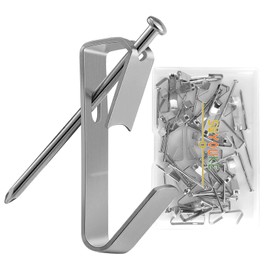 5WYOUKE Pack of 30 Picture Hooks Stylish Pin Hooks with Approx. 4.5kg Load Capacity for Plasterboard, Plywood, and Wood Non-Obtrusive No Residue Screw Hooks for Walls Without Scratching Silver Metal