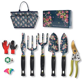 Ebbniur Garden Tool Set, 25Pcs Heavy Duty Floral Garden Tools, Aluminum Rust-Proof Gardening Kit with Garden Shovel, Trowel, Pruner, Gloves, Ideal Gardening Gift