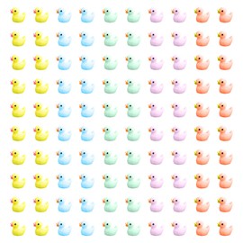 Pack of 100 Small Duck Figures Mini Ducks Rubber Mini Duck Resin Mini Resin Ducks Mini Resin Ducks for Crafts Used for Aquarium Garden DIY Potting Micro Landscape Decorations (5 Colours)