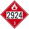 NMC DL650R Placard, Flammable 2924 3, 10.75X10.75, Rigid Plastic