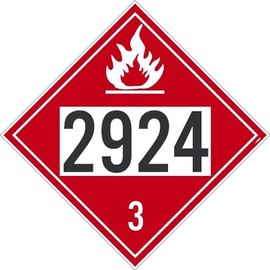 NMC DL650R Placard, Flammable 2924 3, 10.75X10.75, Rigid Plastic