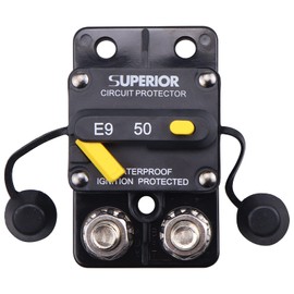 ZOOKOTO 12-48V DC 50A Surface Mount Circuit Breaker with Manual Reset Waterproof 50Amp