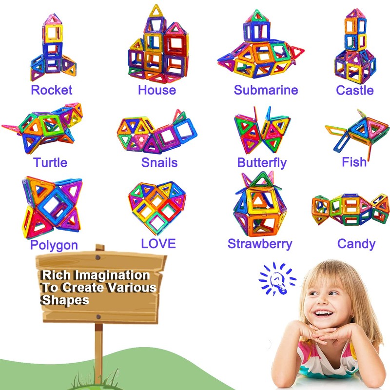 38PCS Magnetic Building Blocks Magnetic Tiles Magnets for Kids Construction