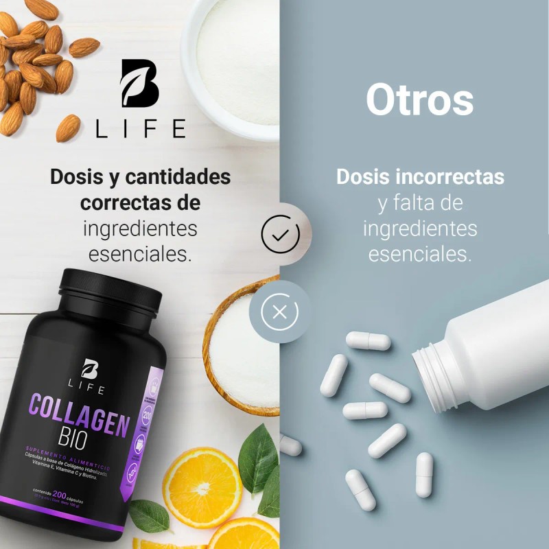 Biotina, Colágeno Y Vitamina E 200 Cápsulas Collagen Bio B