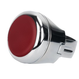 Stainless Steel Steering Wheel Spinner Sport Maneuvering Knob Cow Leather Cover Swivel Suicide Knob Universal Fit for Cars, Trucks, Boats (Red)