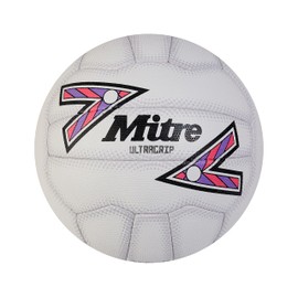 Mitre Ultragrip Netball | All Conditions Ball | Popular Style | Durable Design, White/Black/Purple, 4