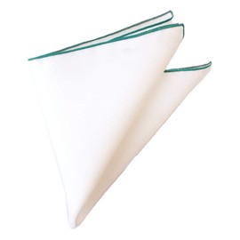 D Plus Arts Linen Linen Collar Piping Pocket Square, Made in Japan, Cobalt Green