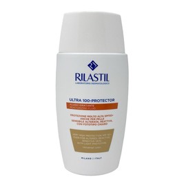 Rilastil Fluid 100, feuchtigkeitsspendende und schützende Emulsion, ultraleichte Textur, wasserfest, für empfindliche Haut, Universalfarbe, 50 ml