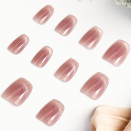 Nail Tips, Short, 30 Pieces, Popular, Japanese Style, Glitter, Stylish, Cute, Simple, False Nails, Skin Color, Coming of Age of Age Ceremony, School Entrance Ceremony, Graduation Ceremony, Wedding