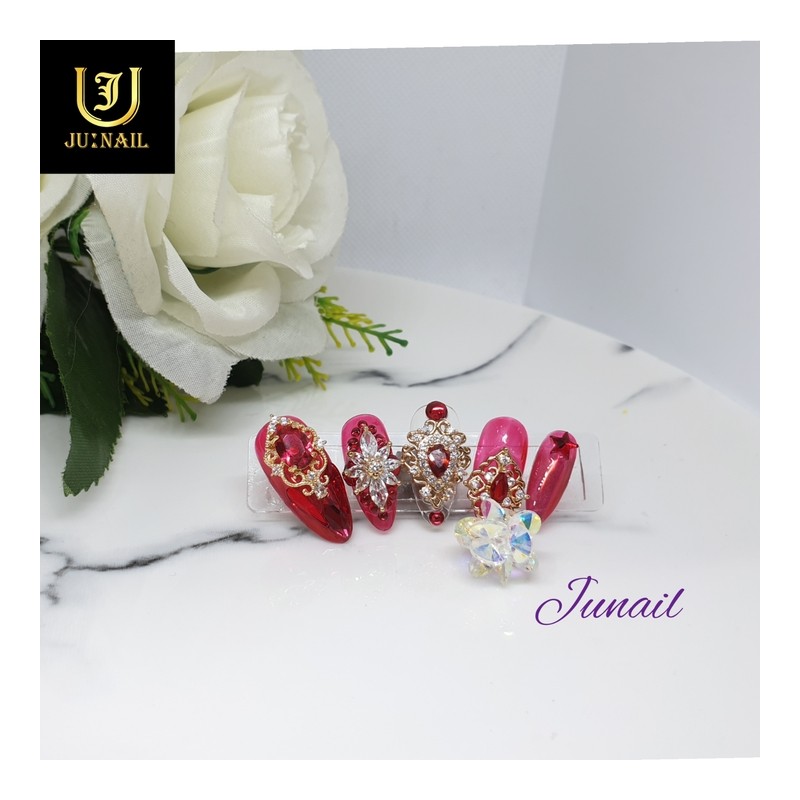 ❗Limited❗ Ruby handmade nail tips - Long Almond / ❗한정❗