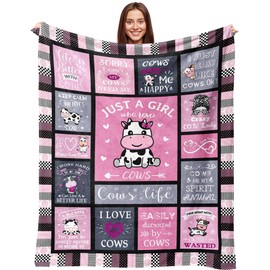Cow Print Blanket Cow Gifts for Girls Women Cow Blankets Gifts for Cow Lovers Soft Flannel Cow Stuff Themed Blanket Cow Lovers Birthday Gifts Decor Merch Throw Blanket 50" x 40"