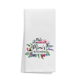OHSUL Mimi’s Kitchen Floral Absorbent Kitchen Towels Dish Towels Dish Cloth,Mimi Mother's Day Hand Towels Tea Towel for Bathroom Kitchen Decor,Grandma Birthday Gifts