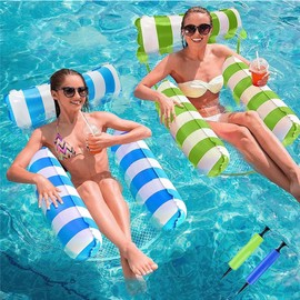 2 Pack 264 Pounds Pool Floaties For Adults, Dehsiyc Water Floaties, 4-in-1 Inflatable Pool Float Chair, Water Hammock Lounger, Swimming Recliner Floating Bed, Pool Party Toys for Vacation Fun and Rest