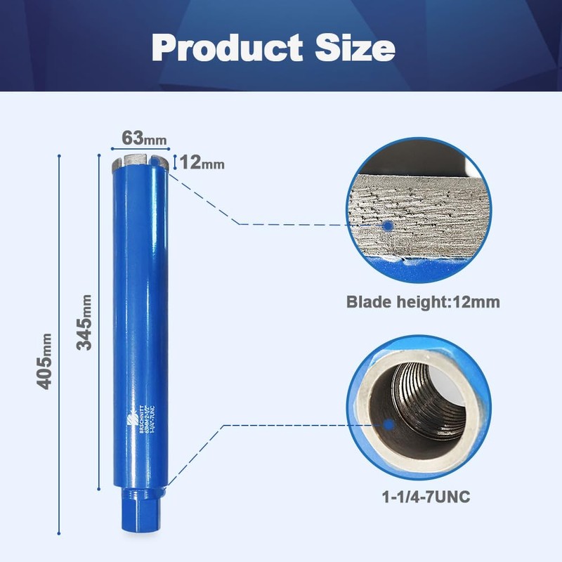 Wet Diamond Core Drill Bits 2 1/2"/63mm - BRSCHNITT Concrete