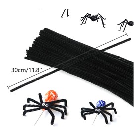 Chenille Limpiapipas Chenilla para proyectos de manualidades y decoraciones Diy Color Mate y Metalico 100 Pzas 30CM (Negro)