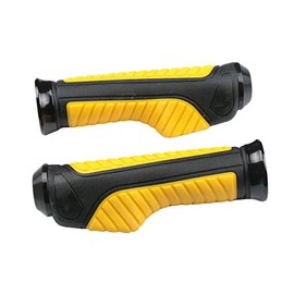 MotorToGo 7/8" Yellow Handlebar Gel Hand Grips with Black End Cap for 2005 Yamaha YZF R1 T/C Raven
