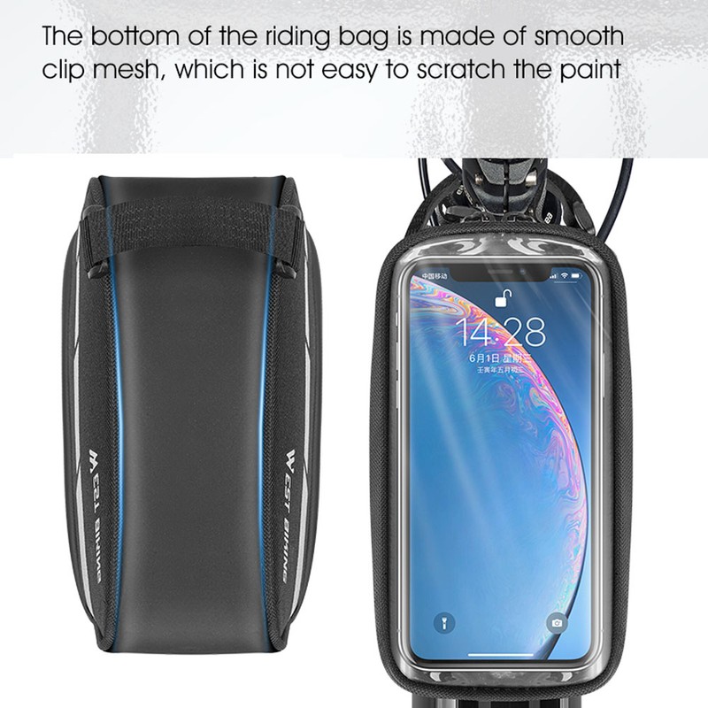 1L Bicycle Bag Reflective Bike Frame Fronttube Bag Touchscreen Mobilephone