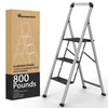 3 Step Ladder with Handrail,DIAMONDFORGE 800 lbs Capacity Aluminum Ladder,