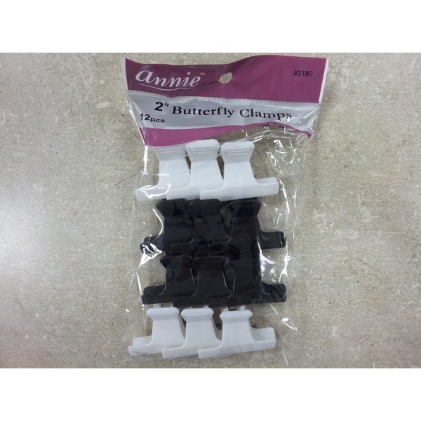 Annie 2" Butterfly Clamps 12pc (Black & Whitek)
