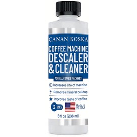 CANAN KOSKA Coffee Machine Descaler 8 oz – Universal Descaling Solution for All Coffee Makers Drip Machines – Removes Limescale Calcium Buildup – 2 Uses