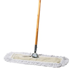 Commercial Dust Mop & Floor Sweeper, 24 in. Dust Mop for Hardwood Floors, Cotton Mop Head, Wooden Broom Handle, Industrial Dry Mop for Floor Cleaning & Janitorial Supplies