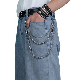 Eigso Punk Leather Gothic Belt for Women Men Retro Vintage Stylish Chain for Jeans Goth Waist Belt for Woman Man