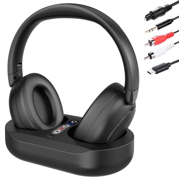 eppfun Wireless Headphones for TV Watching, LED Display Transmitter Charging