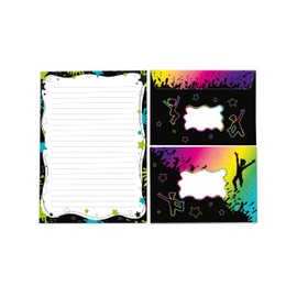 Writing Paper Set Writing Pad Lined with Envelope for Girls Boys Children Adults Stars Colourful (1 Pad A5 with 25 Sheets + 15 Matching Printed Envelopes)