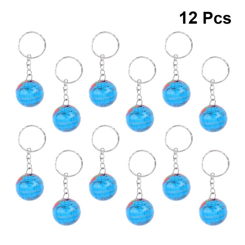 Toyvian 12pcs Earth Globe Keychains, Mini Ball Keyring Pendant for