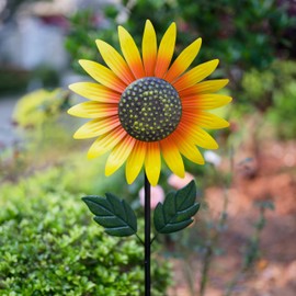 Venniy Yard Wind Spinner Outdoor,Garden Wind Spinners & Wind Sculptures,Sunflower Windmills Lawn Decor,Metal Flower Garden Pinwheels for Yard,12.8 * 57 Inches