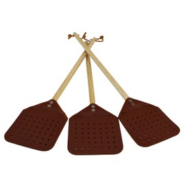 Heavy Duty Leather Fly Swatter with Oak Wooden Handle 18 inch (3)