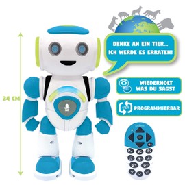 Powerman Jr. Intelligent Robot for Children's Thoughts Reads - Toys for Kids-Dances Music Pieces Animal Quiz STEM Programmable Remote Control Robot - Green / Blue-ROB20DE