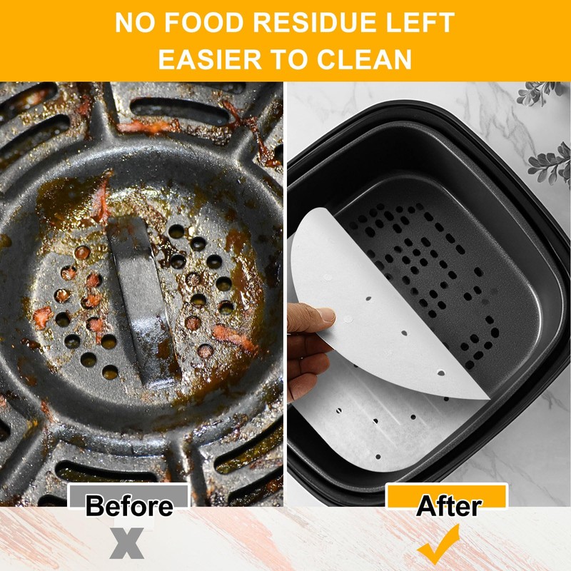 HARFINGTON 200pcs Air Fryer Liners 9.4 Inch Square Bamboo Steamer