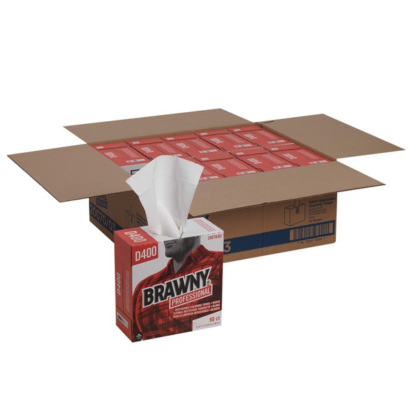 GEORGIA-PACIFIC Brawny Professional D400 Disposable Cleaning Towel, Tall Box, White, 1 Box (20070/03)