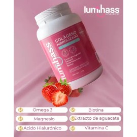 Colágeno Hidrolizado Lumihass Sabor Fresa 1.2 Kg I 48 Porciones I Adicionado Con Omega 3 + Extracto De Aguacate + Magnesio + Acido Hialurónico + Bioti