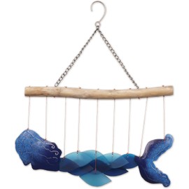 Sunset Vista Designs Windchimes - Handcrafted Sea Glass & Driftwood Windchime for Outdoors, 18" Long, Mermaid