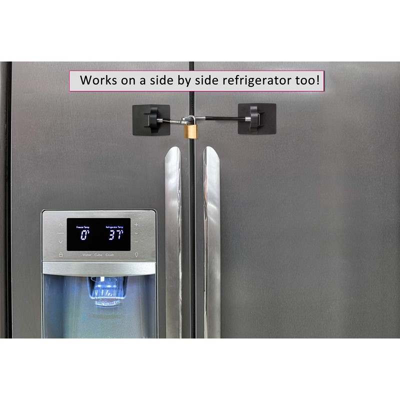 2-Pack Refrigerator Lock (2-Pack, Black with Keyed Padlock)