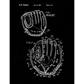 Baseball Or Softball Glove Constructed to Facilitate Closure Patent Print Black Matte (5" x 7") M10465